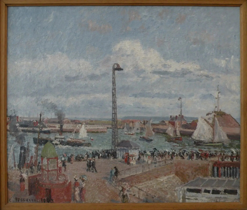 De handgreep van de piloten in Le Havre. Hoge zee. Middag. Zon - Camille Pissarro