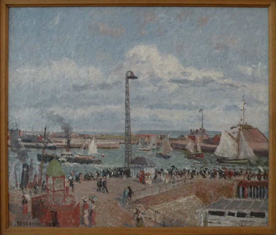 De handgreep van de piloten in Le Havre. Hoge zee. Middag. Zon - Camille Pissarro