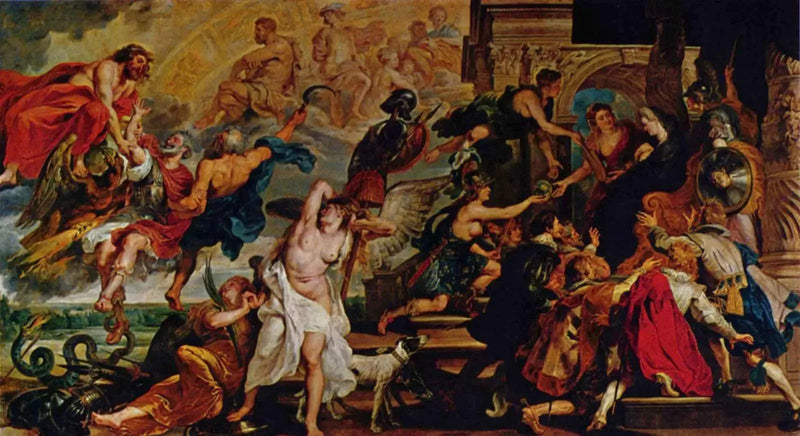 De apotheose van Hendrik IV en de proclamatie van de regentschap van de koningin, op 14 mei 1610 (Louvre) - Peter Paul Rubens