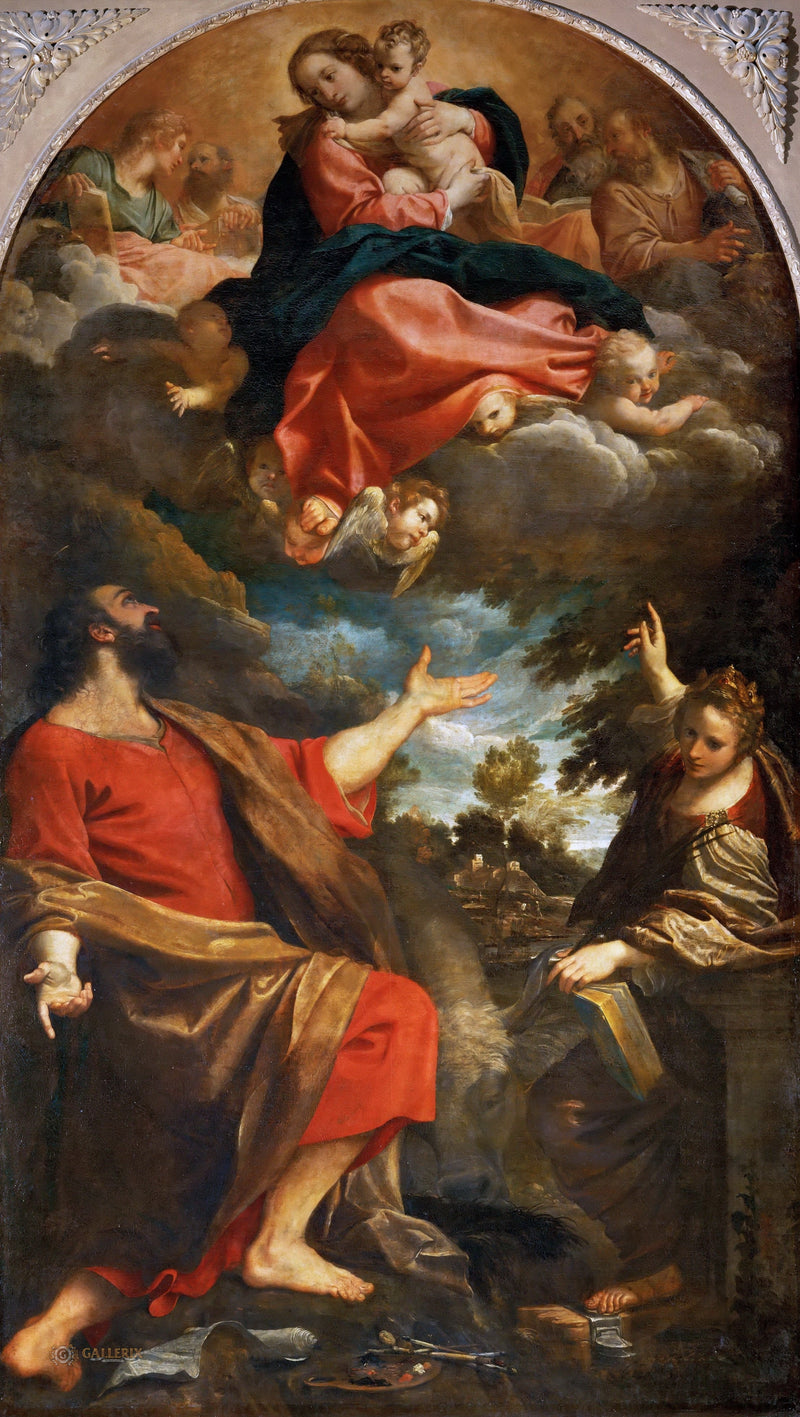 De verschijning van de Maagd aan Sint-Lucas en Sint-Catharina - Annibale Carracci