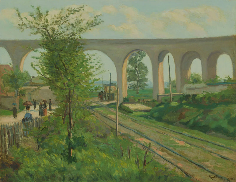 De aquaduct van Arcueil die over het spoorwegtraject van Sceaux hangt - Armand Guillaumin