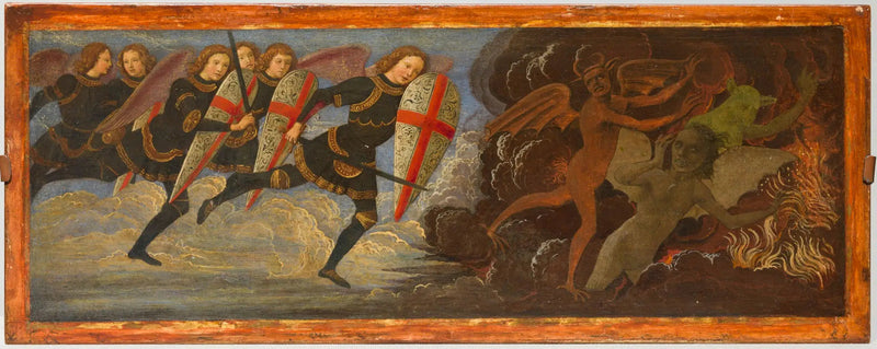 De aartsengel Sint-Michiel en de engelen in oorlog tegen de duivel - Domenico Ghirlandaio
