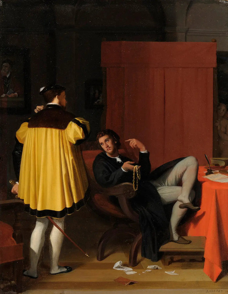 De Aretino en de gezant van Karel V - Jean-Auguste-Dominique Ingres
