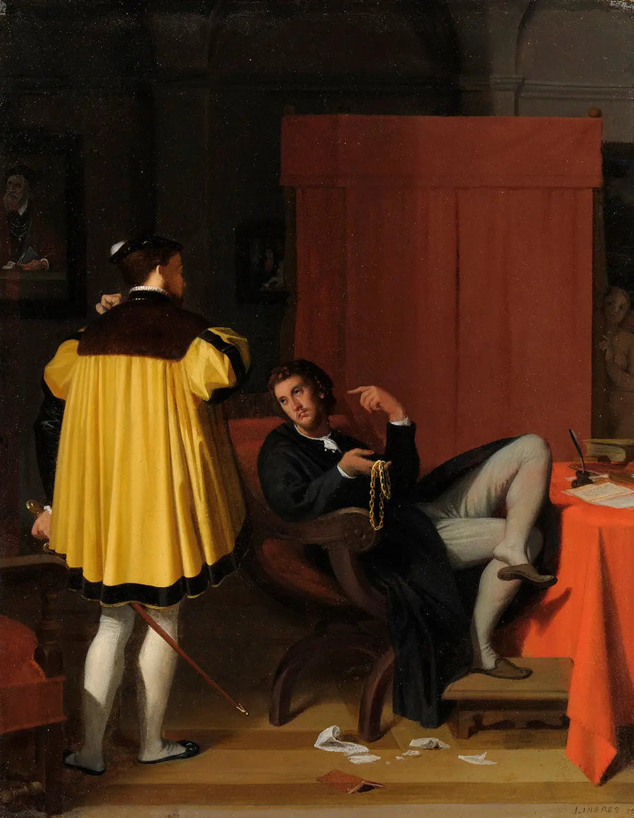 De Aretino en de gezant van Karel V - Jean-Auguste-Dominique Ingres