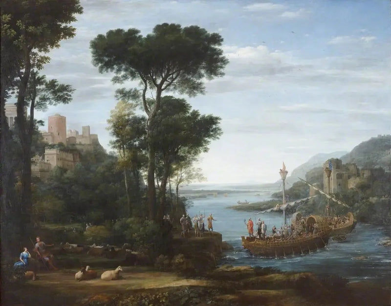 De aankomst van Aeneas in Pallanteum - Claude Lorrain