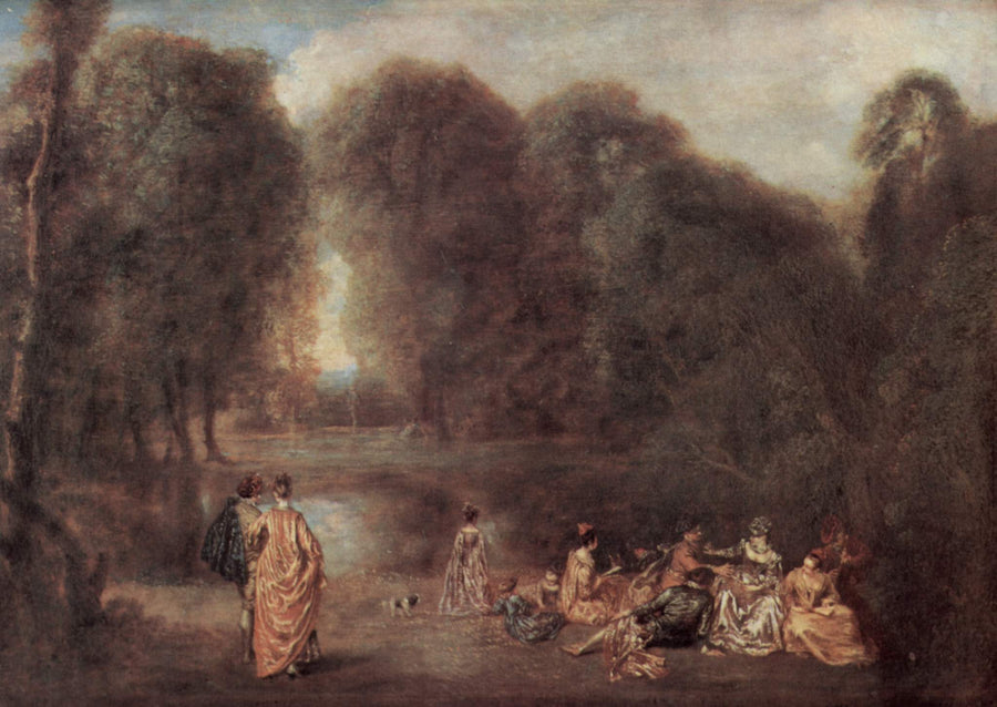 De vergadering in een park - Antoine Watteau