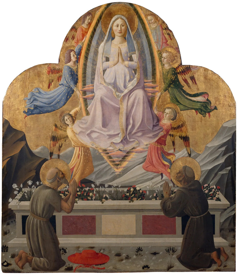 De Aanname van de Maagd met de heiligen Hiëronymus en Franciscus - Zanobi Strozzi