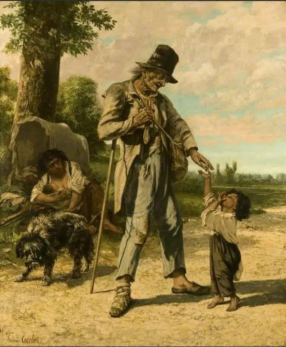 De aalmoes van een bedelaar in Ornans - Gustave Courbet