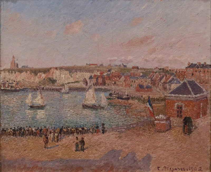 De Voorhaven van Dieppe, middag, zon - Camille Pissarro