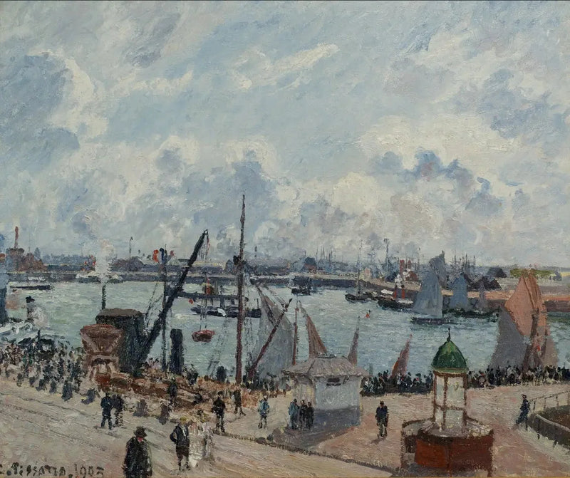 De haveningang van Le Havre. Ochtend. Zon. Stijgend tij - Camille Pissarro