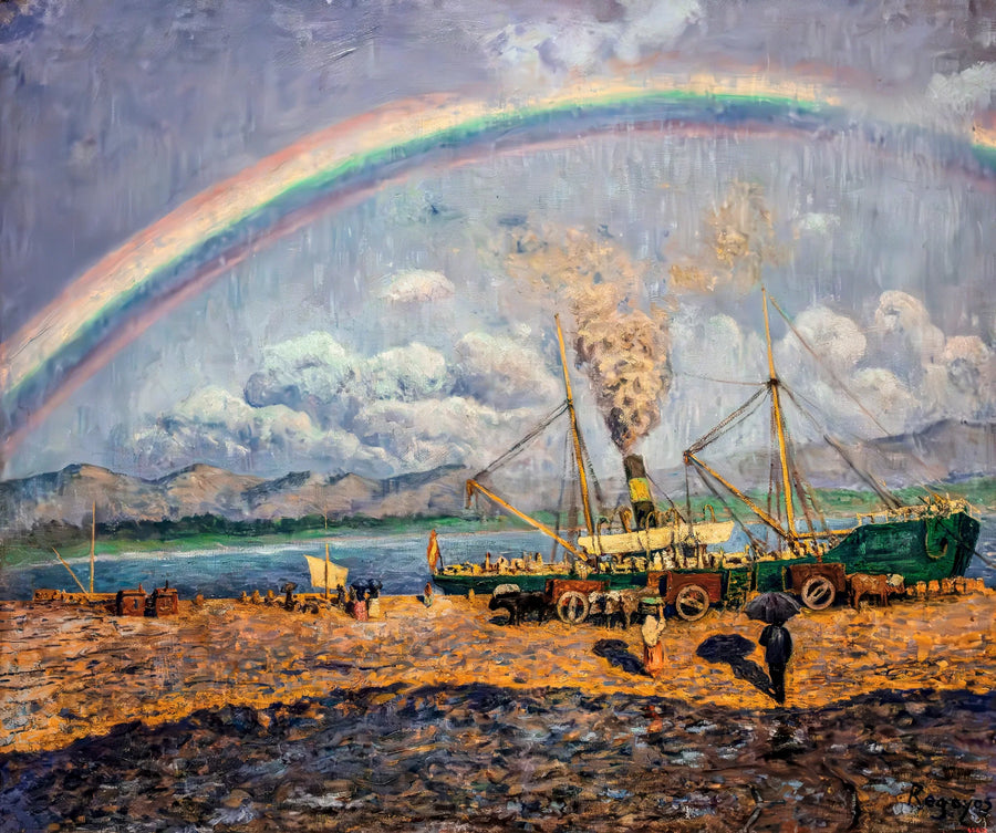 De regenbui. Baai van Santoña - Darío de Regoyos