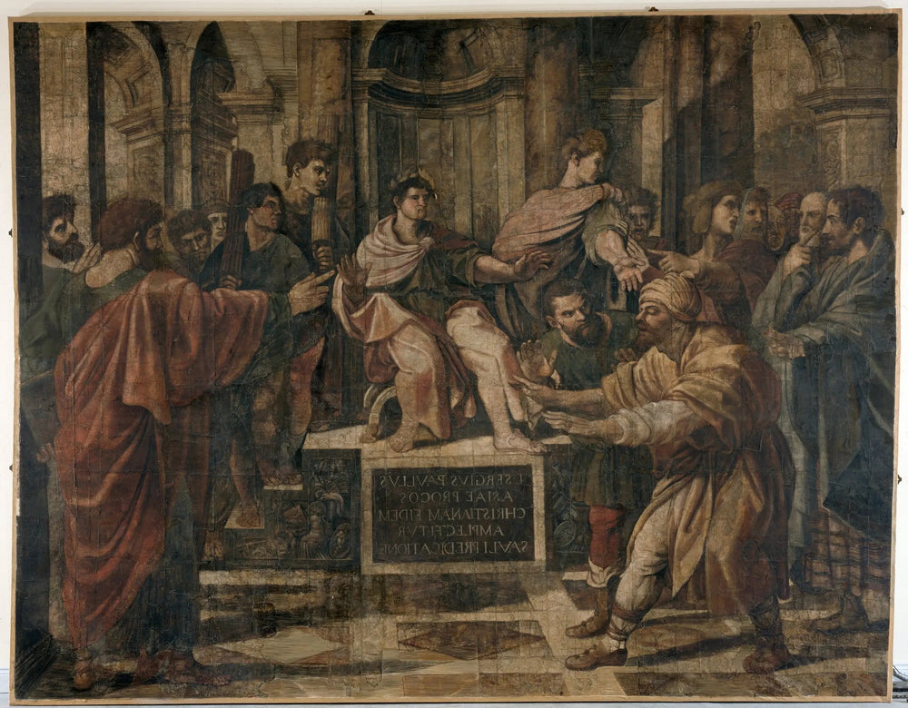 Reproduction du tableau « L'aveuglement d'Elymas - Raphaël Sanzio » par Alpha Reproduction en peinture à l’huile