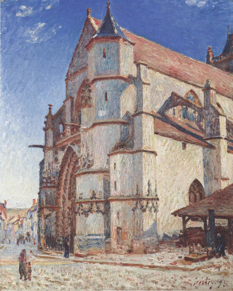 De Kerk van Moret in de Ochtendzon - Alfred Sisley