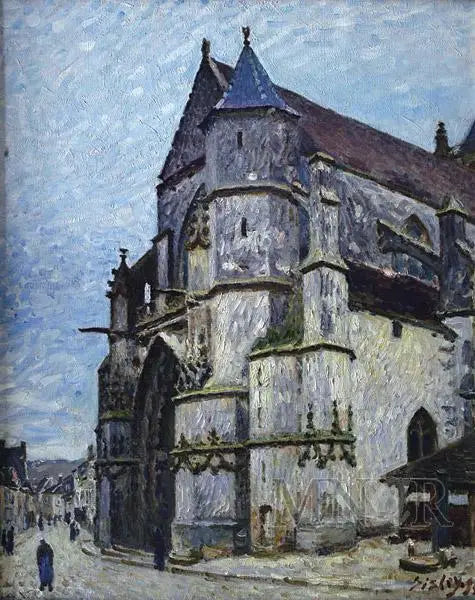 De Kerk van Moret, in de winter - Alfred Sisley