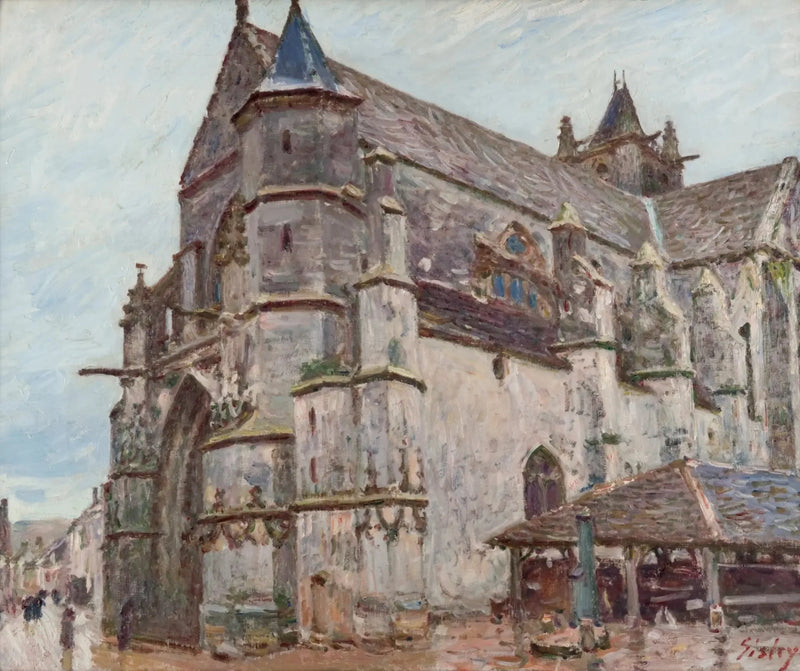 De Kerk van Moret, regenachtige tijd, 's ochtends - Alfred Sisley