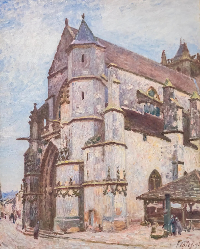 De Kerk van Moret, regenachtige ochtend - Alfred Sisley