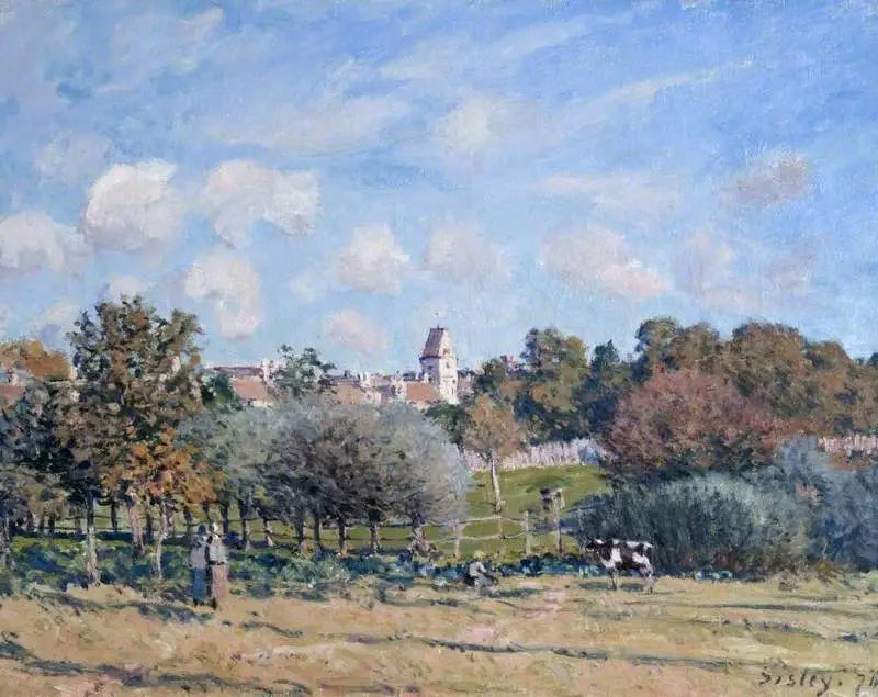 De Kerk van Noisy-le-Roi, herfsteffect - Alfred Sisley