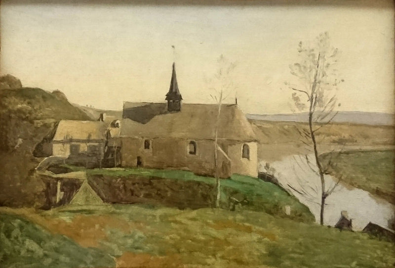 De kerk van Rolleboise, nabij Mantes - Jean-Baptiste Camille Corot