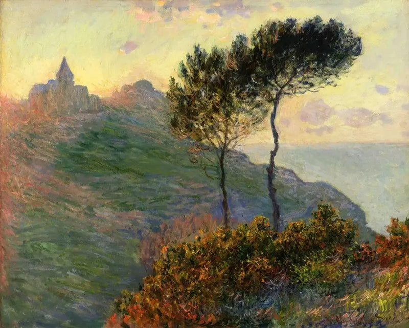 De kerk van Varengeville tegen het licht in - Claude Monet