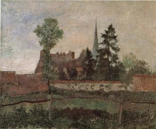 De kerk en het landhuis van Éragny - Camille Pissarro