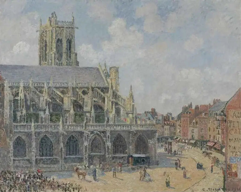 De Sint-Jacobskerk in Dieppe, zon, ochtend - Camille Pissarro