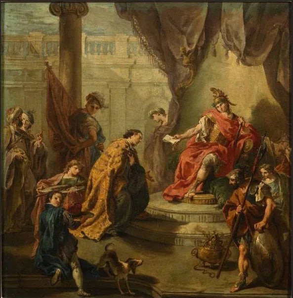 De keizer Flavius Honorius kiest Constance III, zoon en medereger, als medereger - Giovanni Battista Pittoni