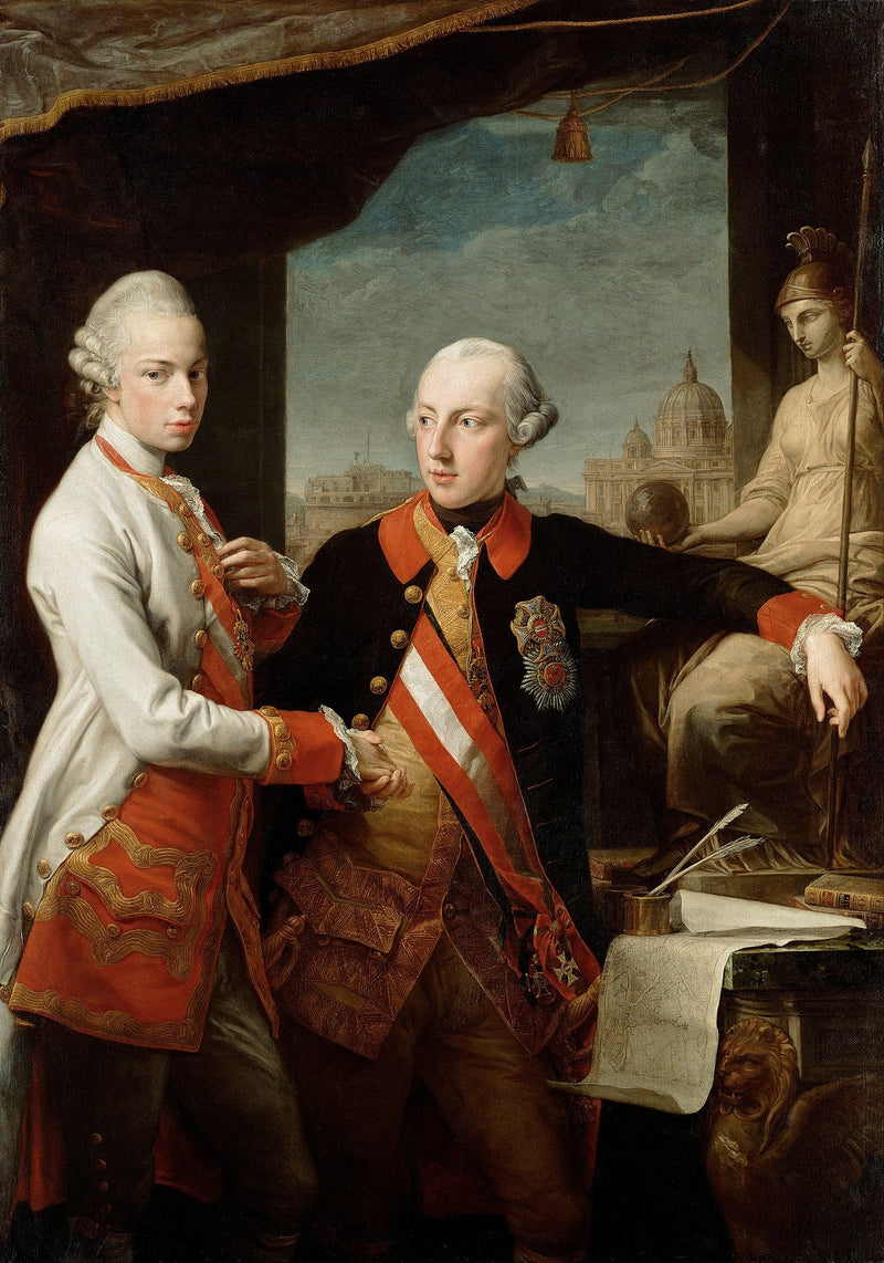 De keizer Joseph II met de grootvorst Pietro Leopoldo van Toscane - Pompeo Batoni
