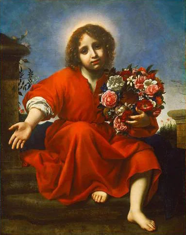 Het kind Jezus nodigt de christelijke ziel uit om te kronen volgens het Hooglied - Carlo Dolci