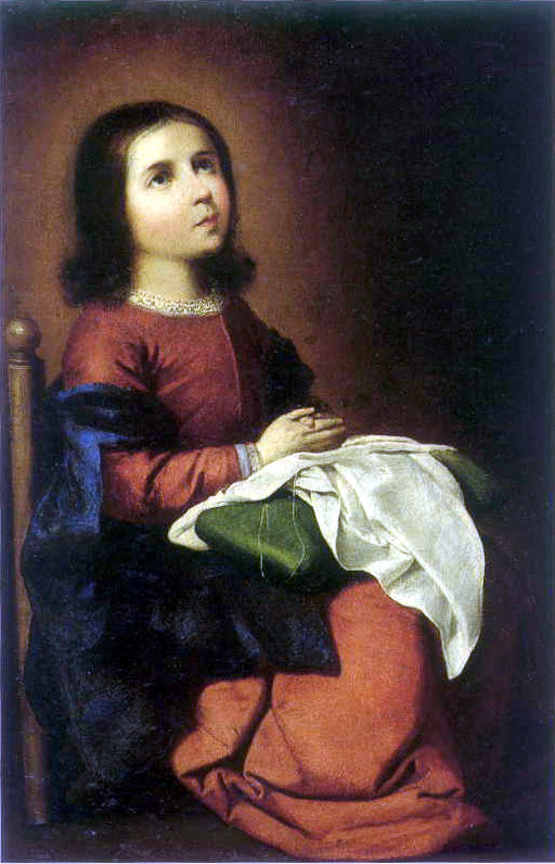 Het Kindje in gebed - Francisco de Zurbarán