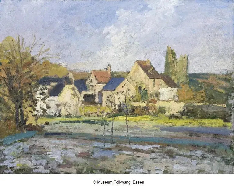 L'Ermitage à Pontoise, neige - Camille Pissarro image 1 copie peinte à la main à l’huile