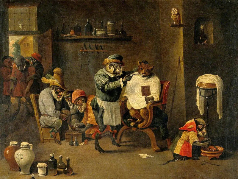 Het oprichten van een barbier-chirurgijn aap - David Teniers de Jonge

Source:
L'établissement d'un barbier-chirurgien singe - David Teniers le Jeune