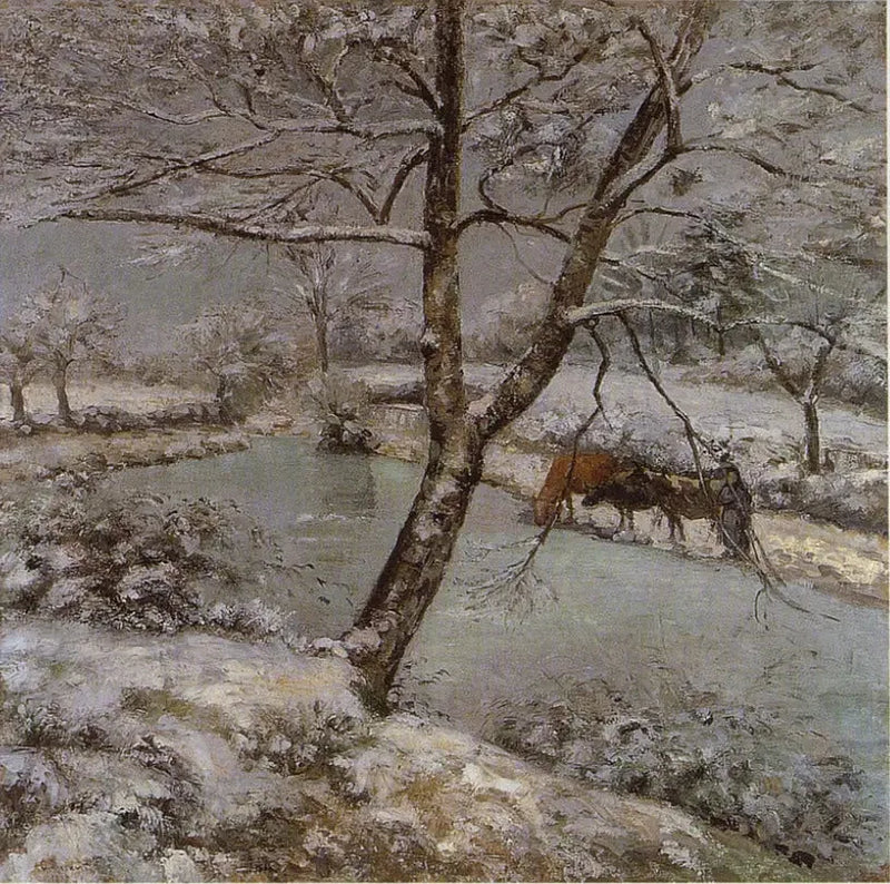 De vijver van Montfoucault in de winter, sneeuweffect - Camille Pissarro