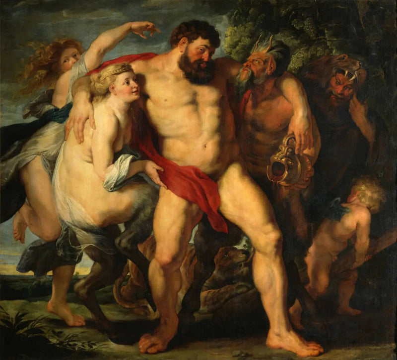 De dronken Hercules gereden door een paar satyrs - Peter Paul Rubens
