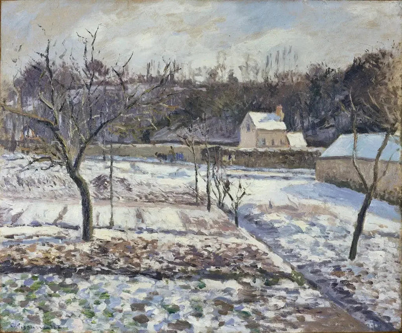 Het Hermitage, Pontoise, sneeuweffect - Camille Pissarro