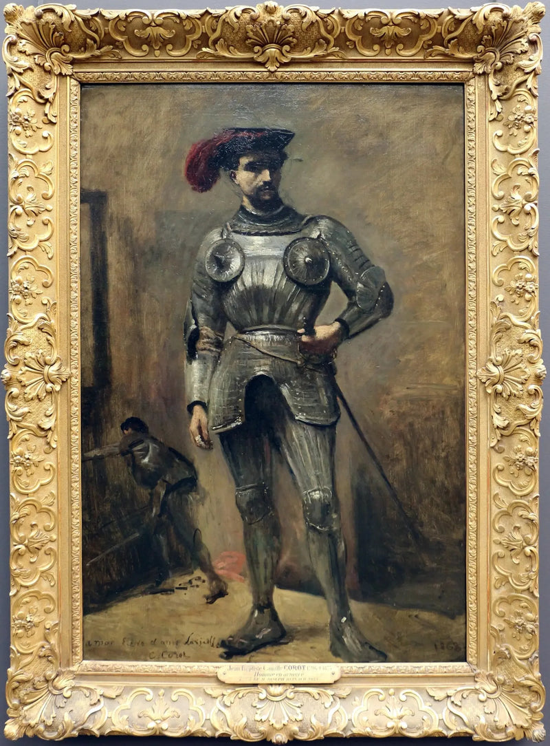 De man met harnas - Jean-Baptiste Camille Corot