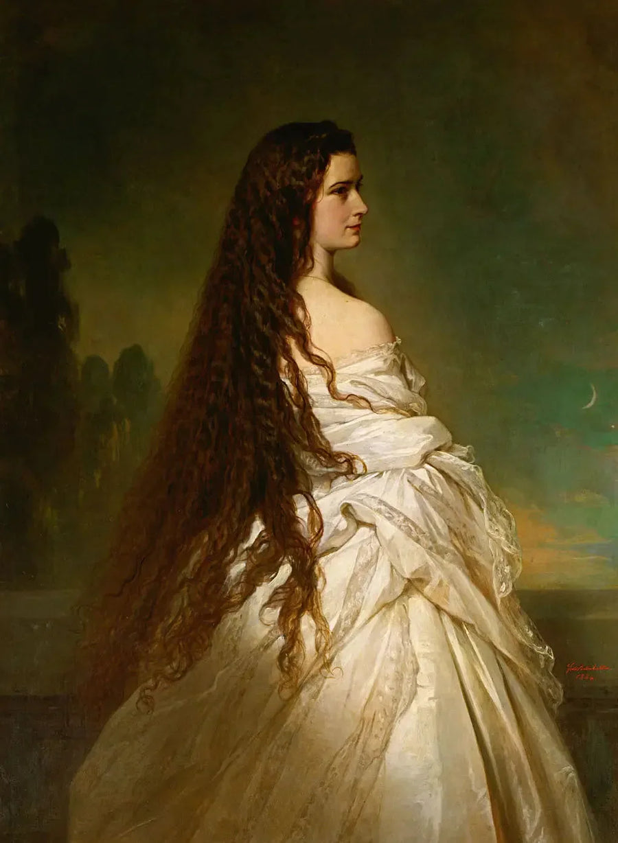 De keizerin Elisabeth van Oostenrijk met los haar en een kniebroek - Franz Xaver Winterhalter

Source:
L'impératrice Élisabeth d'Autriche avec les cheveux dénoués et une genouillère - Franz Xaver Winterhalter