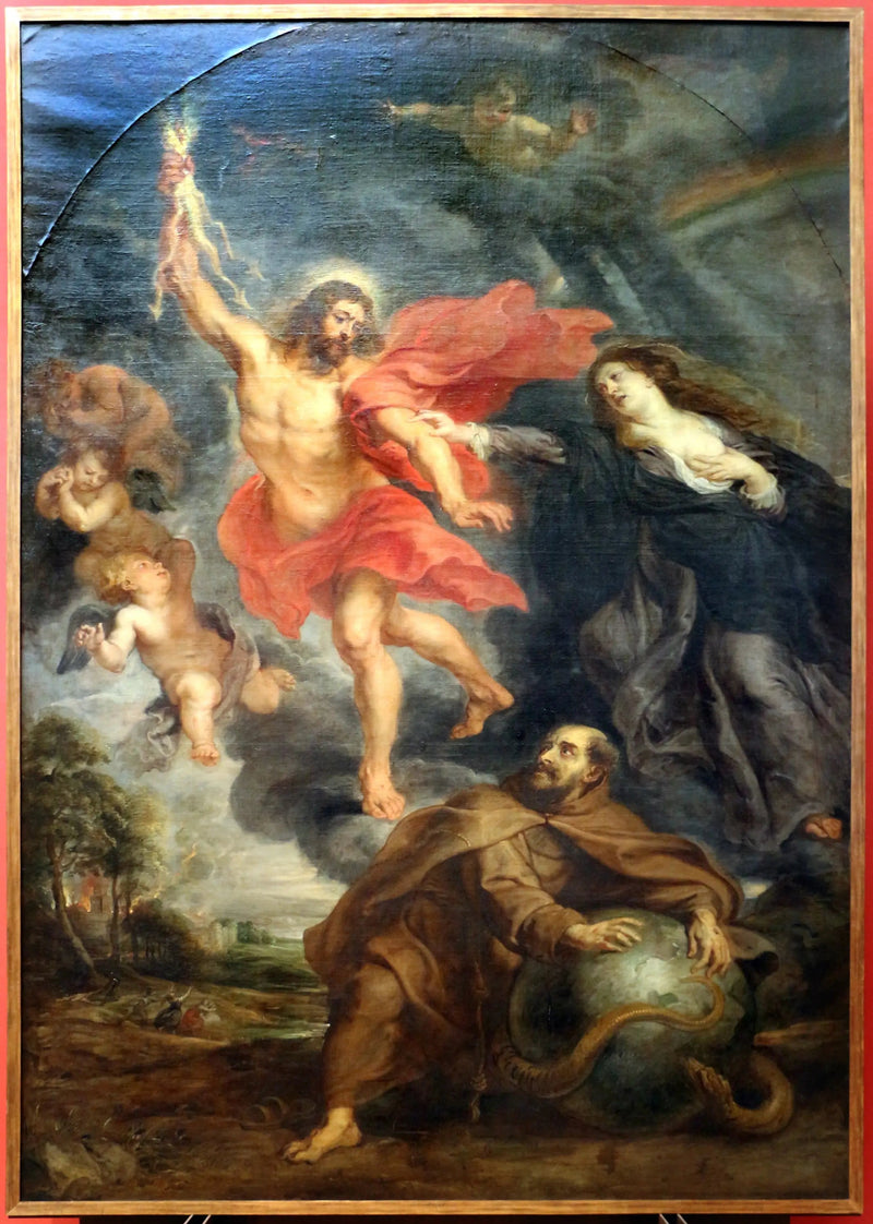 De tussenkomst van de Maagd en Sint-Franciscus die de goddelijke bliksems stoppen - Peter Paul Rubens