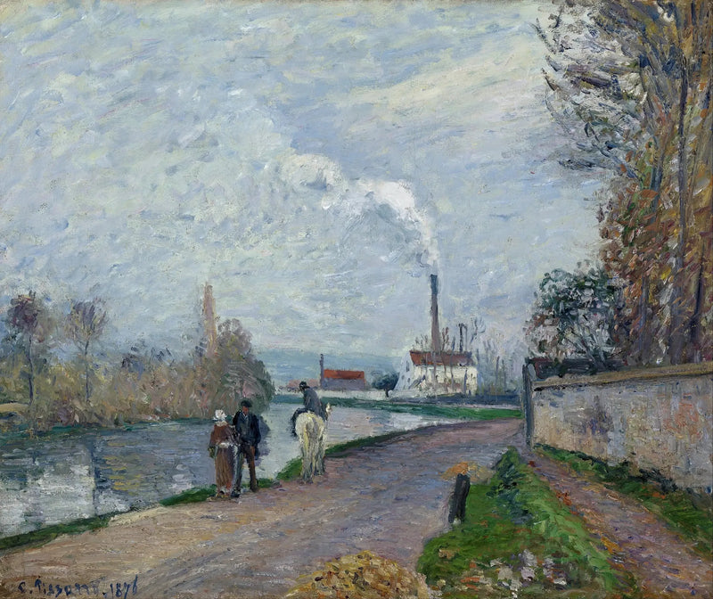 De Oise bij Pontoise, grijze tijd - Camille Pissarro