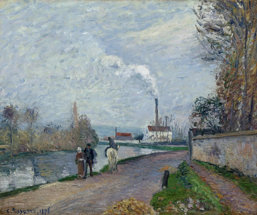 De Oise bij Pontoise, grijze tijd - Camille Pissarro