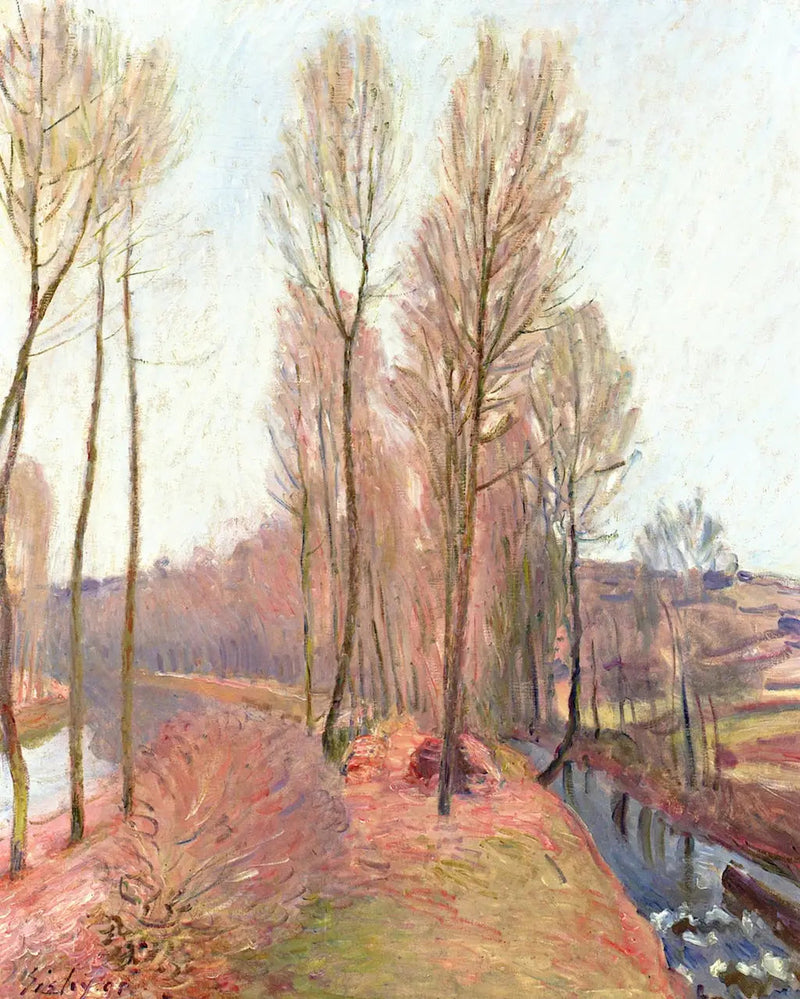 De Orvanne en het Loing-kanaal in de winter - Alfred Sisley
