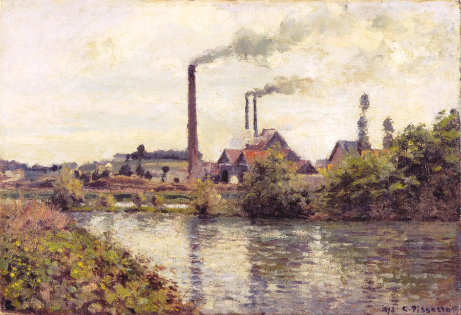 De fabriek in Pontoise - Camille Pissarro