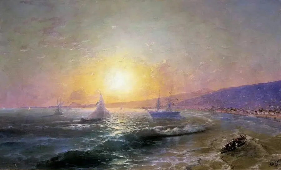 De baai bij zonsopgang. - Ivan Aïvazovski

Source:
La baie à l'aube. - Ivan Aïvazovski