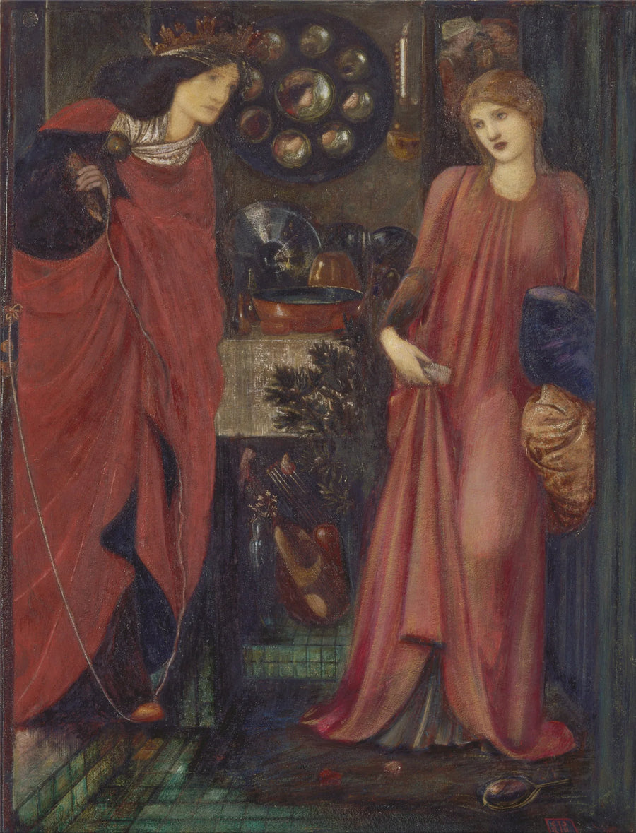De mooie Rosamund en de koningin Eleanor - Edward Burne-Jones