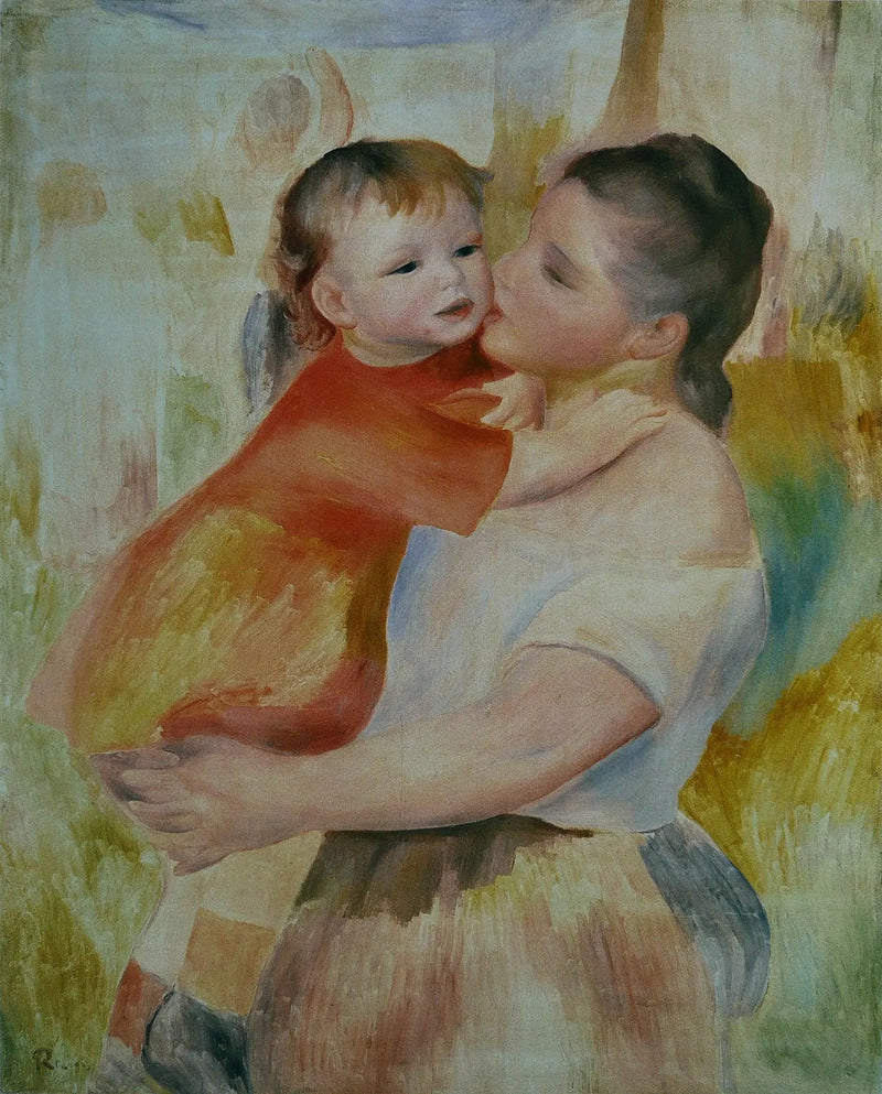 De Wasvrouw en haar Kind - Pierre-Auguste Renoir