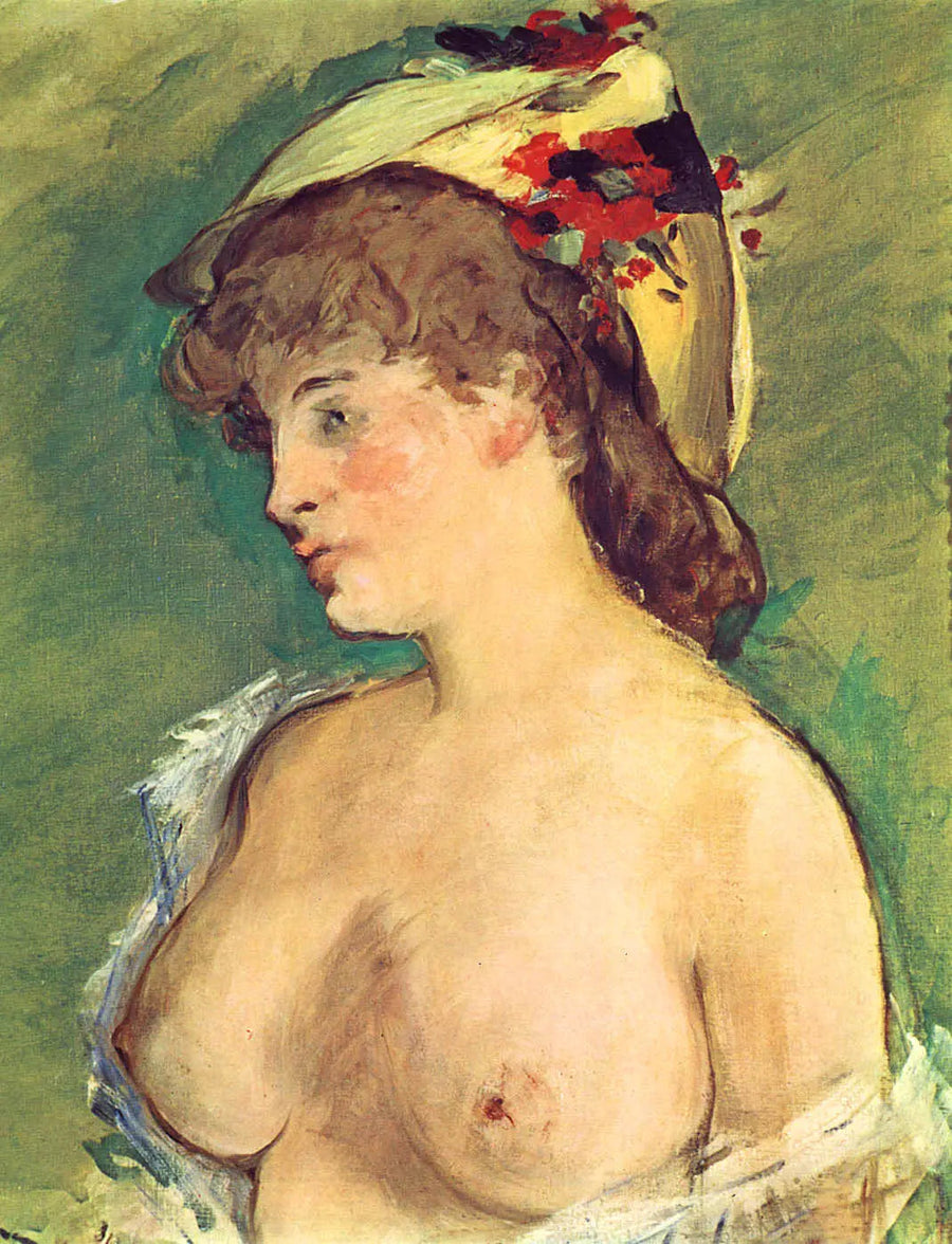 De Blonde met blote borsten - Édouard Manet