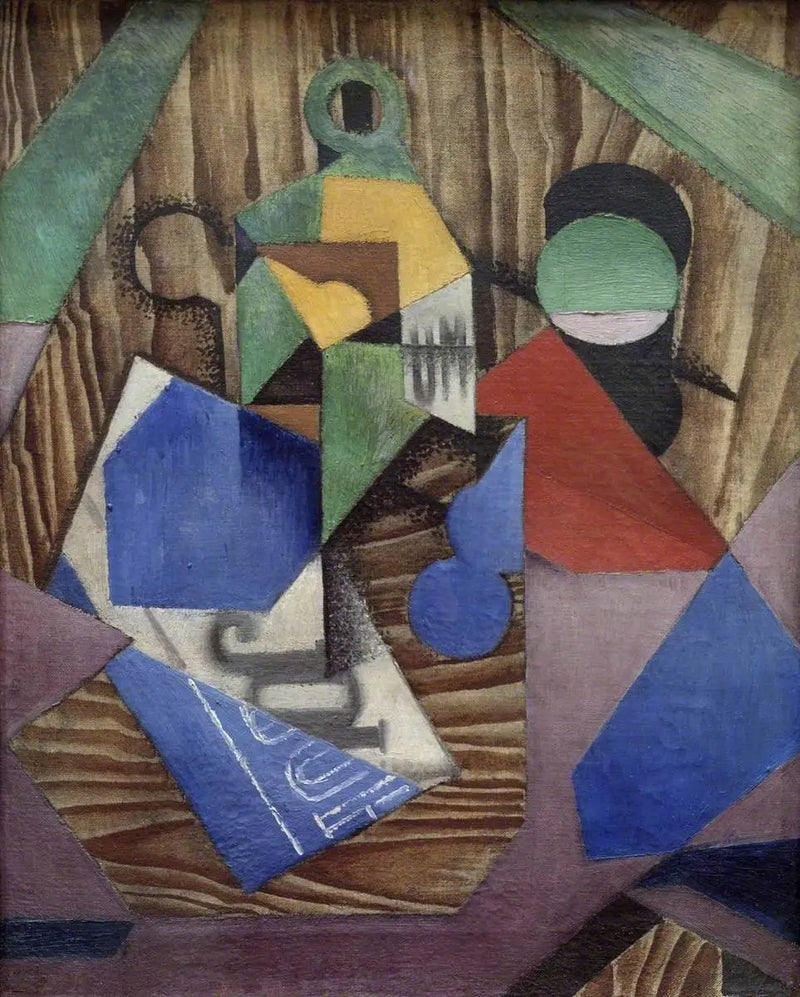 De fles rum en de krant - Juan Gris