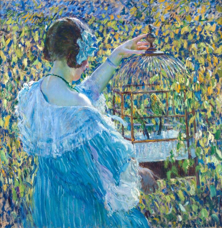 De vogelkooi - Frederick Carl Frieseke