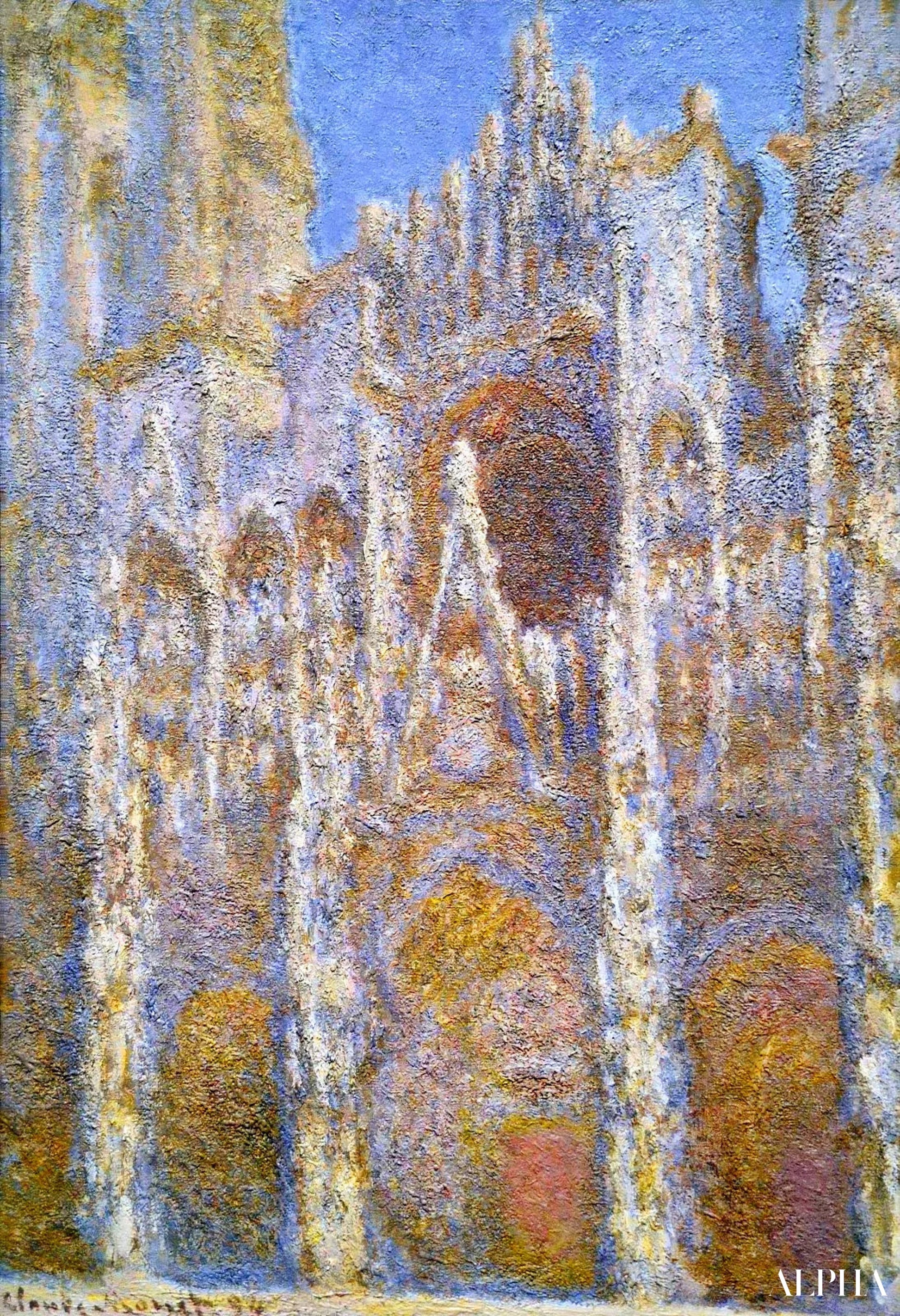 De Kathedraal van Rouen, zonneschijnseffect (W1356) - Claude Monet - Reproducties van schilderijen en hoogwaardige schilderijen