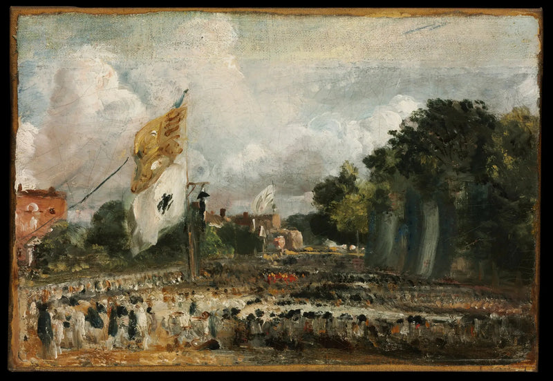 De viering in East Bergholt van de vrede van 1814 afgesloten in Parijs tussen Frankrijk en de geallieerde mogendheden - John Constable
