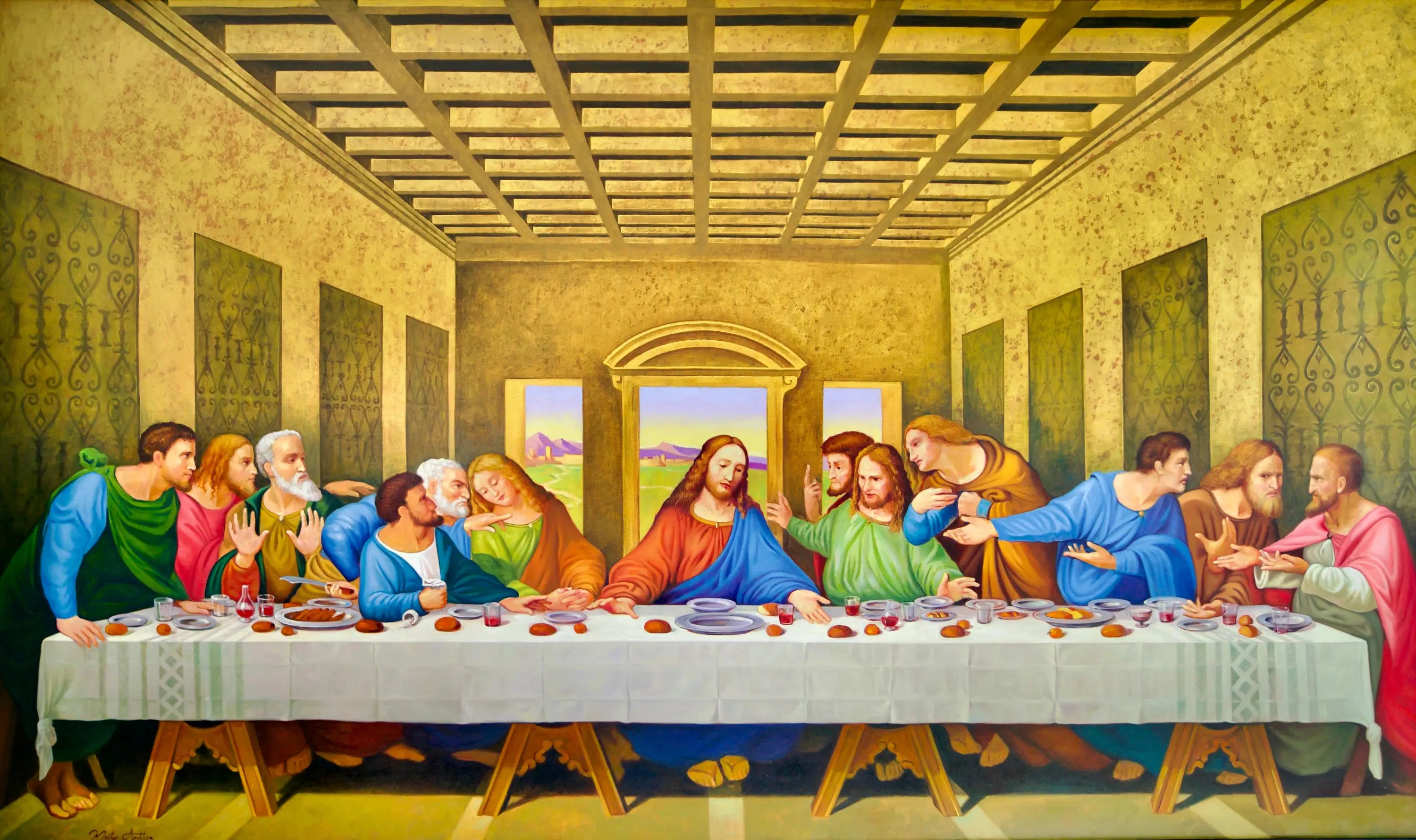 The Last Supper – Une réinterprétation du chef-d’œuvre de Léonard de Vinci par Master Apollon | 270 x 160 cm